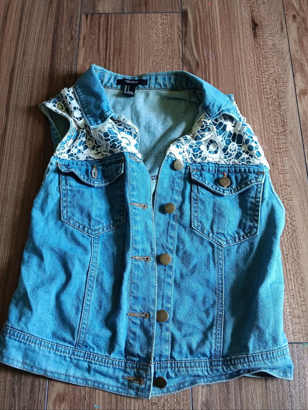 Forever 21 Lace Jean Vest